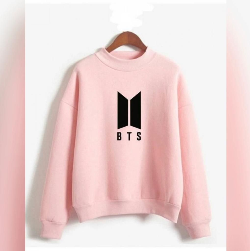 Stylish BTS LOGO PRINT Tag Print Thick & Fleece Fabric Rib Sweatshirt for Winter sweatshirt Fashion Wear for Women / Girls - Oshi.pk - Buy & Sell Online
