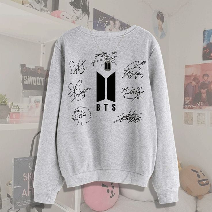 Stylish BTS SIGN Tag Print Thick & Fleece Fabric Rib Sweatshirt for Winter sweatshirt Fashion Wear for Women / Girls - Oshi.pk - Buy & Sell Online
