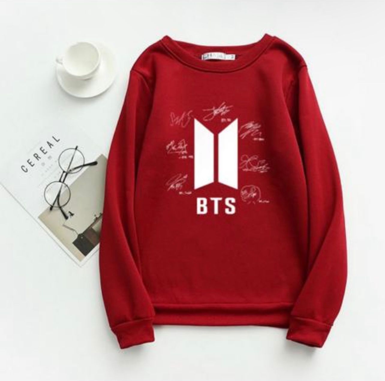 Stylish BTS SIGN Tag Print Thick & Fleece Fabric Rib Sweatshirt for Winter sweatshirt Fashion Wear for Women / Girls - Oshi.pk - Buy & Sell Online