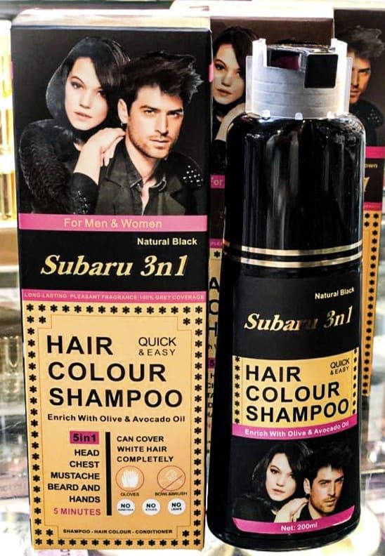 Subaru 3 in 1 Hair Color Shampoo Quick & Easy Just In 5 minutes Black - 200ml - Oshi.pk - Buy & Sell Online