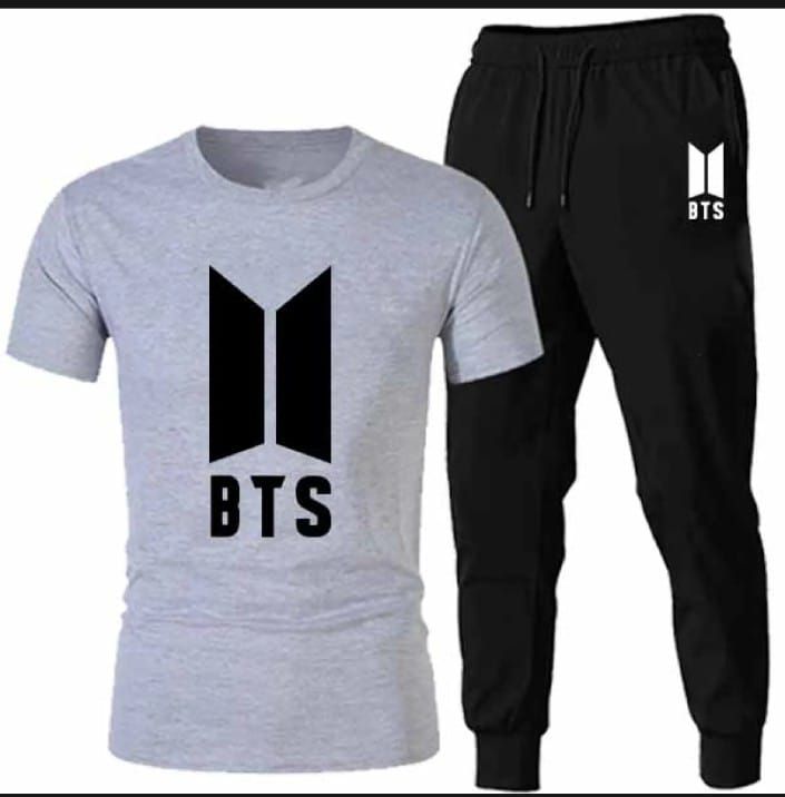 Summer Collection BTS Printed Grey T shirt and Black Trouser - Oshi.pk - Buy & Sell Online