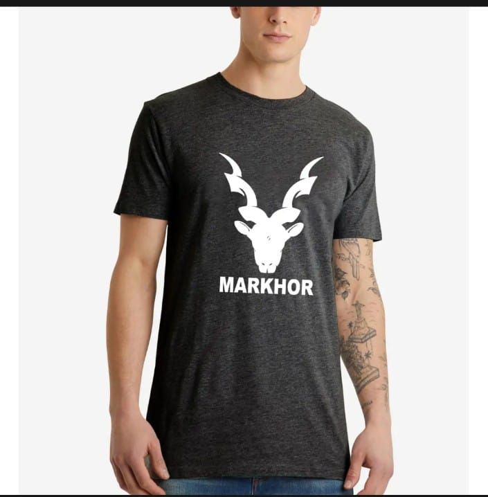 Summer Half Sleeves Markhor Printed Charcoal T shirt For Men - Oshi.pk - Buy & Sell Online