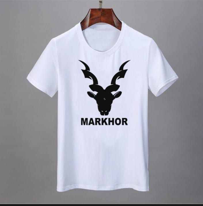 Summer Half Sleeves Markhor Printed White T shirt For Men - Oshi.pk - Buy & Sell Online