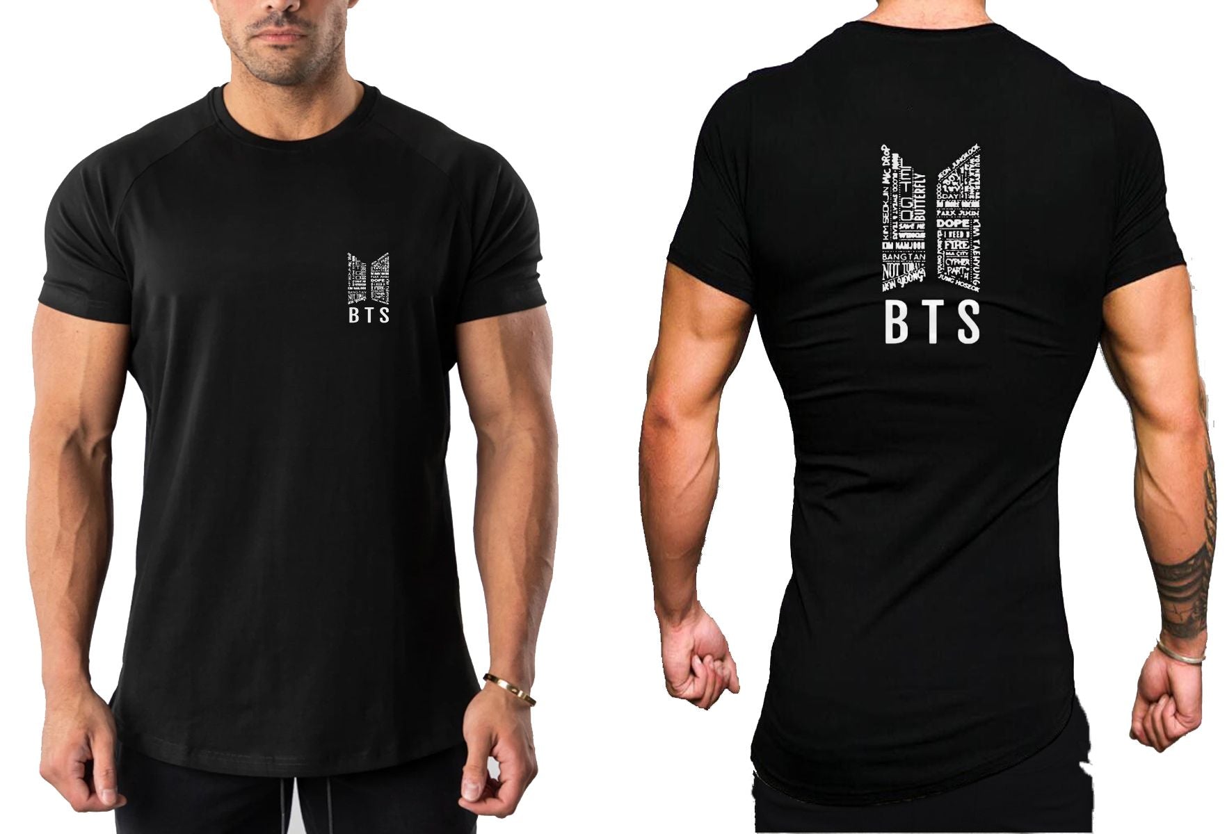 Summer Round Neck Half Sleeves Front And Back BTS Printed T Shirts For Men N Boys - Oshi.pk - Buy & Sell Online