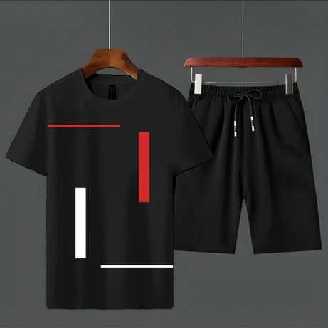 Summer Tracksuit Men's Vertical Stripes Amazing Smart Fit Black T-Shirts And Black shorts Soft & Comfy Fabric For Men And Boys-copy - Oshi.pk - Buy & Sell Online