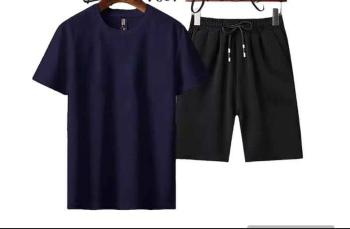 Summer Tracksuit Plain In Navy Blue T shirt And Black shorts Soft & Comfy Fabric Summer Printed Tracksuit - Oshi.pk - Buy & Sell Online
