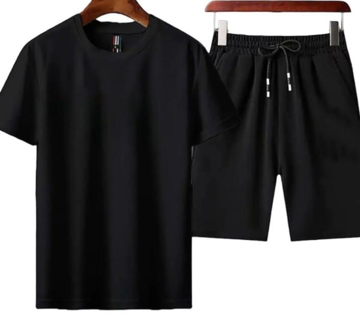 Summer Tracksuit Plain In Black T shirt And Black shorts Soft & Comfy Fabric Summer Printed Tracksuit - Oshi.pk - Buy & Sell Online