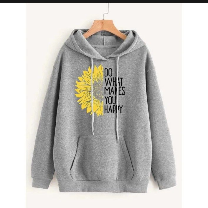 Sunflower Printed Pullover Grey Hoddie - Oshi.pk - Buy & Sell Online