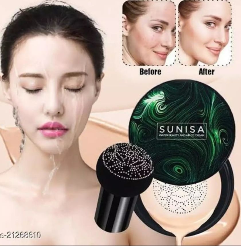 SUNISA Foundation Base Waterproof Mushroom Head Air Cushion BB CC Cream Moisturizing Liquid Foundation with Sponge - Oshi.pk - Buy & Sell Online
