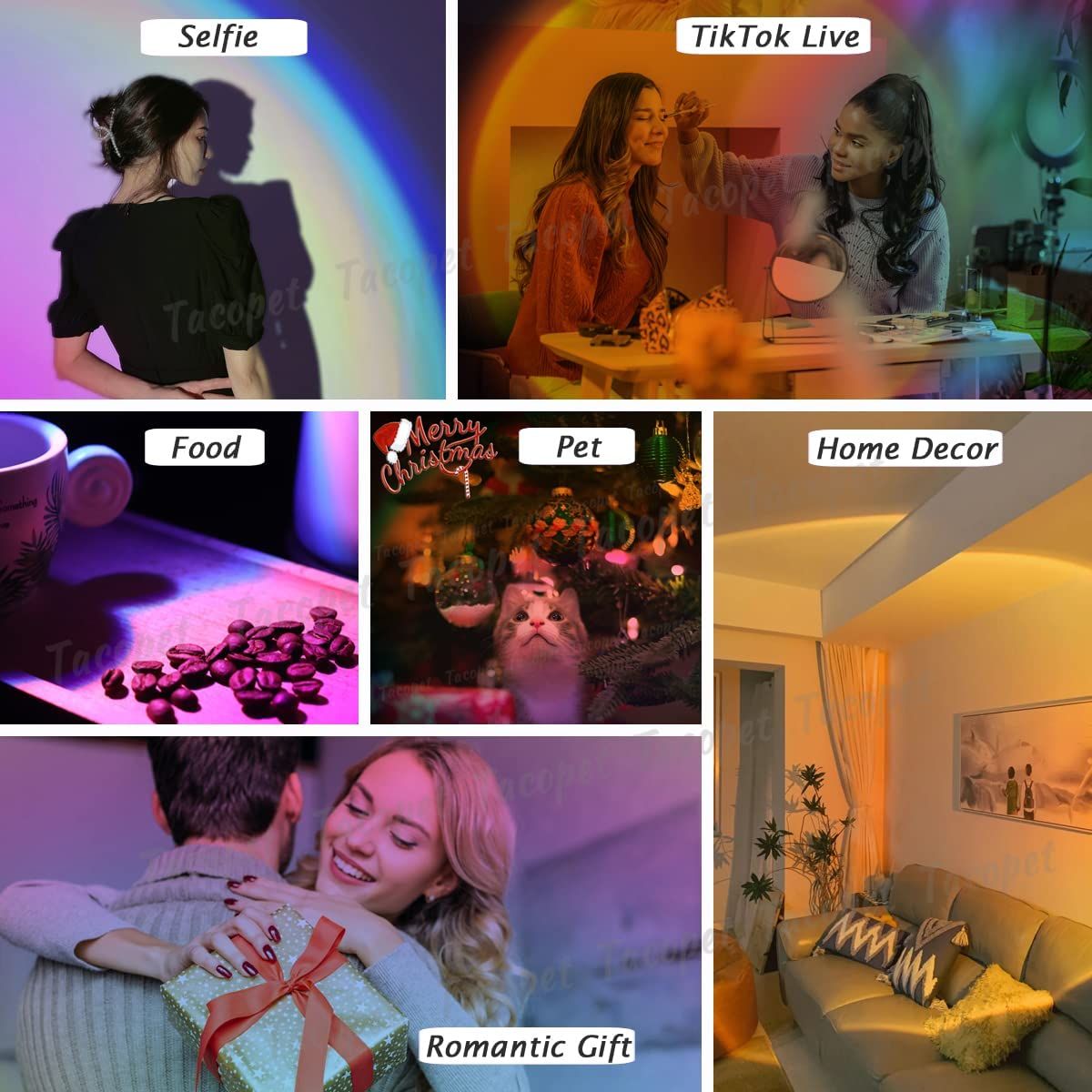 Sunset Lamp Projector RGB Rainbow Lamp Night Light USB Table Lamps Photo Shoot Live Lighting For Home Bedroom Background Wall Decoration Led - Oshi.pk - Buy & Sell Online