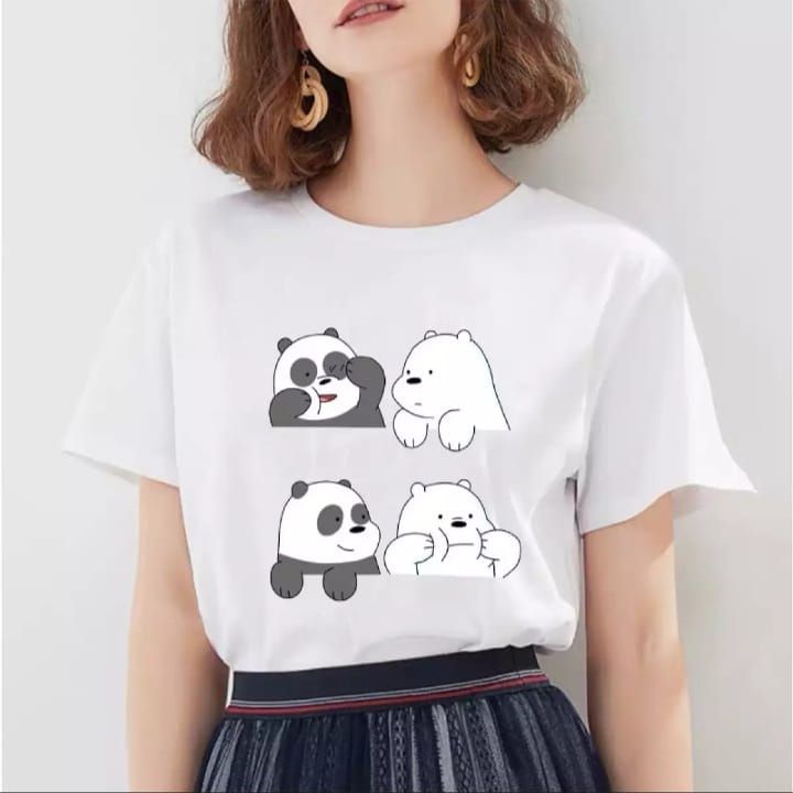 T Shirt For Girls new and stylish design in White - 4 Cartoon - Printed Summer Collection Shirt Round Neck Half Sleeves - Oshi.pk - Buy & Sell Online