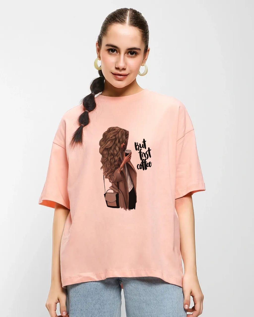 T Shirt for women n girls Trendy Summer collection in stylish New Girl With Coffee printed round neck half sleeves T shirt - Oshi.pk - Buy & Sell Online