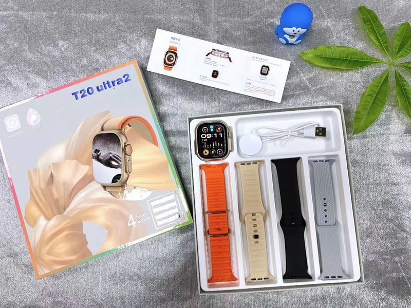 T20 Ultra2 With 4 Strap Series 9 Gesture Operation Bluetooth Call Smartwatch Wireless Charging HD Big Screen Fitness Watch - Oshi.pk - Buy & Sell Online