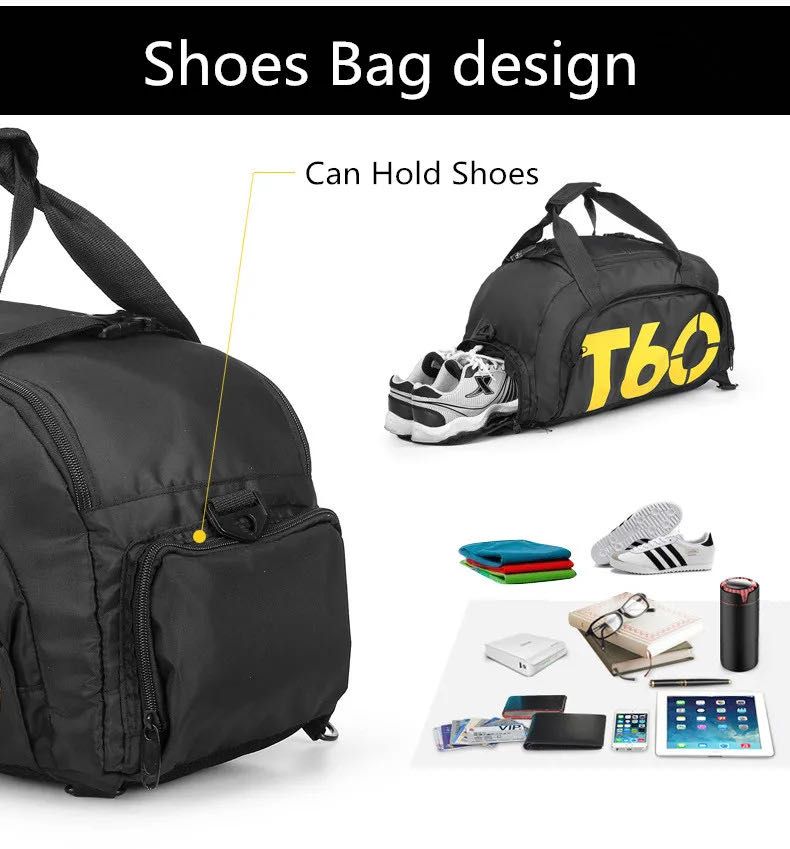 T60 Gym Sports Fitness Travel Outdoor Bag For Women Man With Shoe Space & Backpack - Oshi.pk - Buy & Sell Online