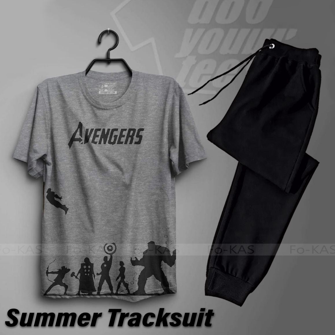 Tracksuit Summer T Shirt and Black Trouser Gym wear New Avengers printed track Men's Clothing Summer Breathable and comfortable - Oshi.pk - Buy & Sell Online