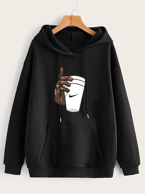 HAND WITH CUP Hoodies For Men & Boy Printed Kangaroo Pocket Drawstring Pullovers Clothing Long Sleeves Export Quality Winter Wear - Oshi.pk - Buy & Sell Online