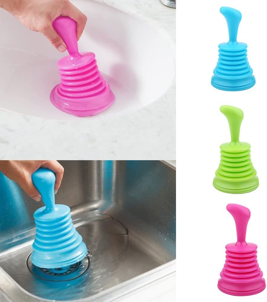 Toilet/Bathroom/Kitchen Drain Sink Unblocker Dredging Pipe-Cleaner Rubber Suction Plunger Household Bathroom Accessories (Multicolor) - Oshi.pk - Buy & Sell Online