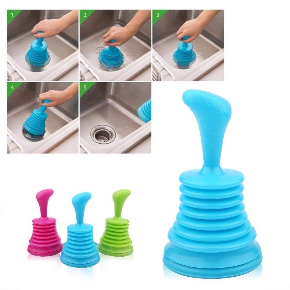 Toilet/Bathroom/Kitchen Drain Sink Unblocker Dredging Pipe-Cleaner Rubber Suction Plunger Household Bathroom Accessories (Multicolor) - Oshi.pk - Buy & Sell Online