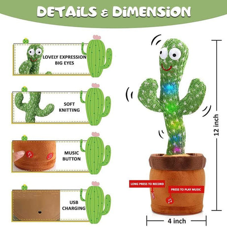 Toys Talking Cactus Baby Toys for Kids Dancing Cactus Toys Can Sing Wriggle & Singing Recording Repeat Education Toys for Children Playing Home Decor - Oshi.pk - Buy & Sell Online