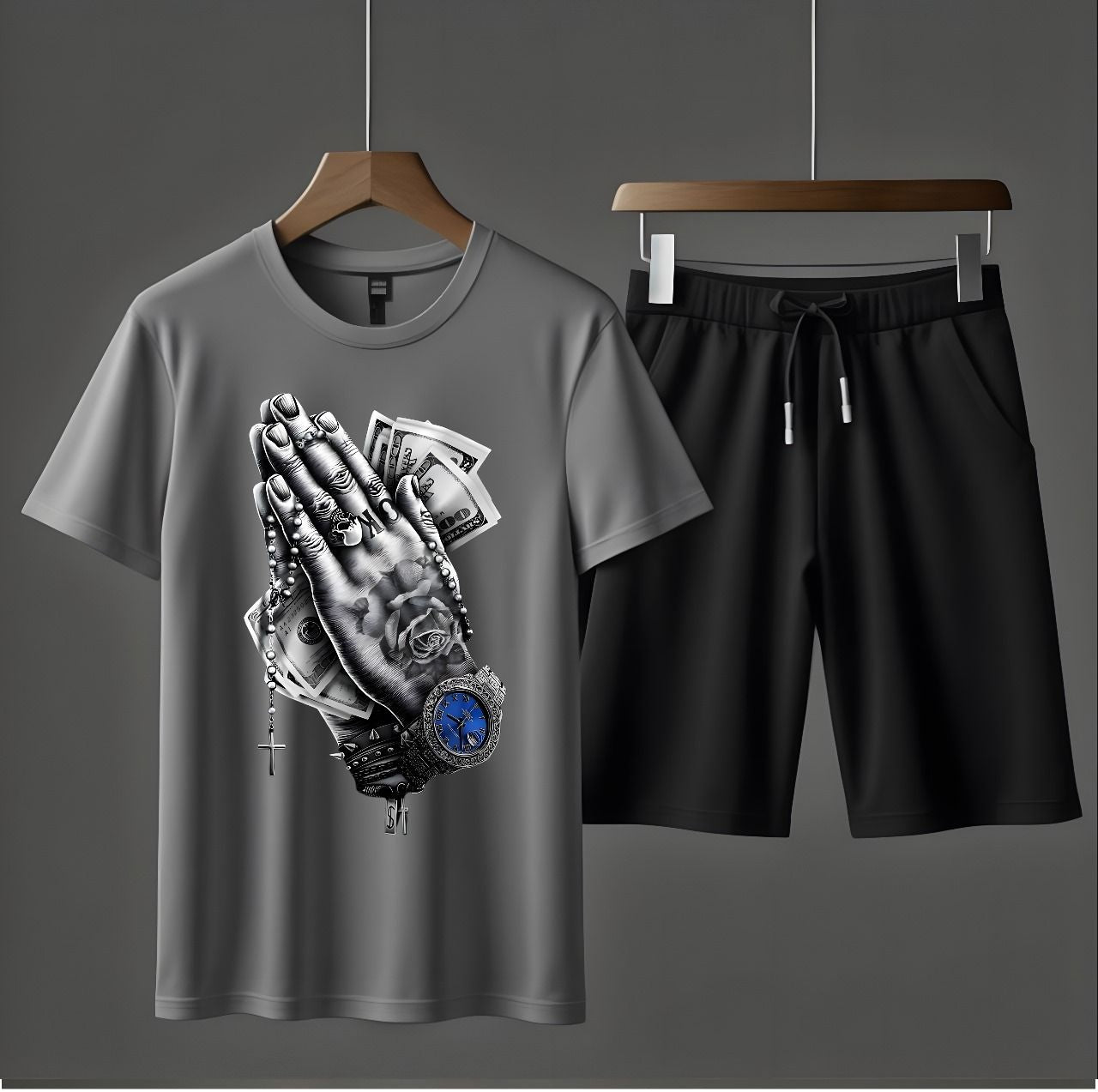 Tracksuit Cotton Fabric T-Shirt & Short Set for Summer Elegant Suits Gym Track Suit T shirts Pajama Casual Wear for Men - Oshi.pk - Buy & Sell Online