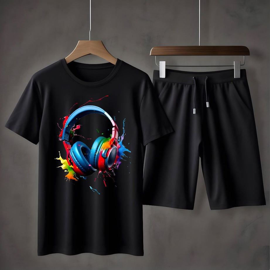 Tracksuit Cotton Fabric T-Shirt & Short Set for Summer Elegant Suits Gym Track Suit T shirts Pajama Casual Wear for Men - Oshi.pk - Buy & Sell Online