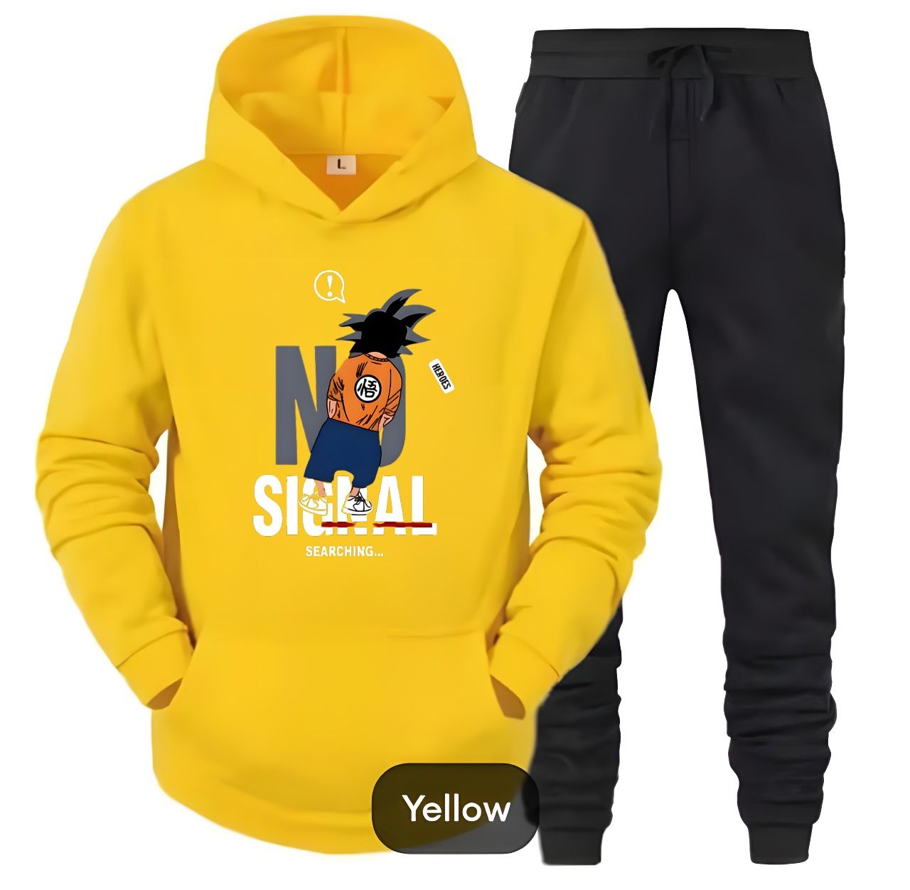 Tracksuit Yellow Huddie & Black Trouser Trendy And Amazing Single ones Printed Fleece Pocket Drawstring Winter Wear Smart Fit Hoody - Oshi.pk - Buy & Sell Online