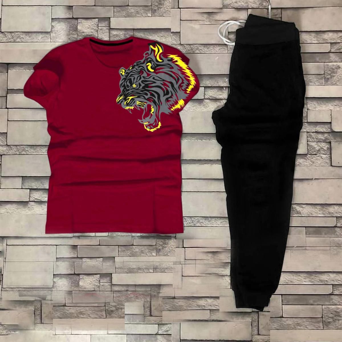 Tiger Tracksuit Summer T Shirt and Black Trouser Gym wear New printed track Men's Clothing Summer Breathable and comfortable - Oshi.pk - Buy & Sell Online