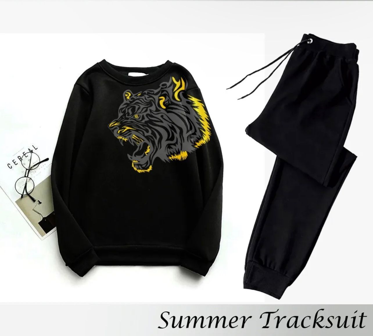 Tracksuit Tiger Lion shoulder Thick & Fleece Fabric Full Sleeves Sweatshirt with trouser for Winter sweatshirt Fashion Wear tracksuit for men / boys - Oshi.pk - Buy & Sell Online