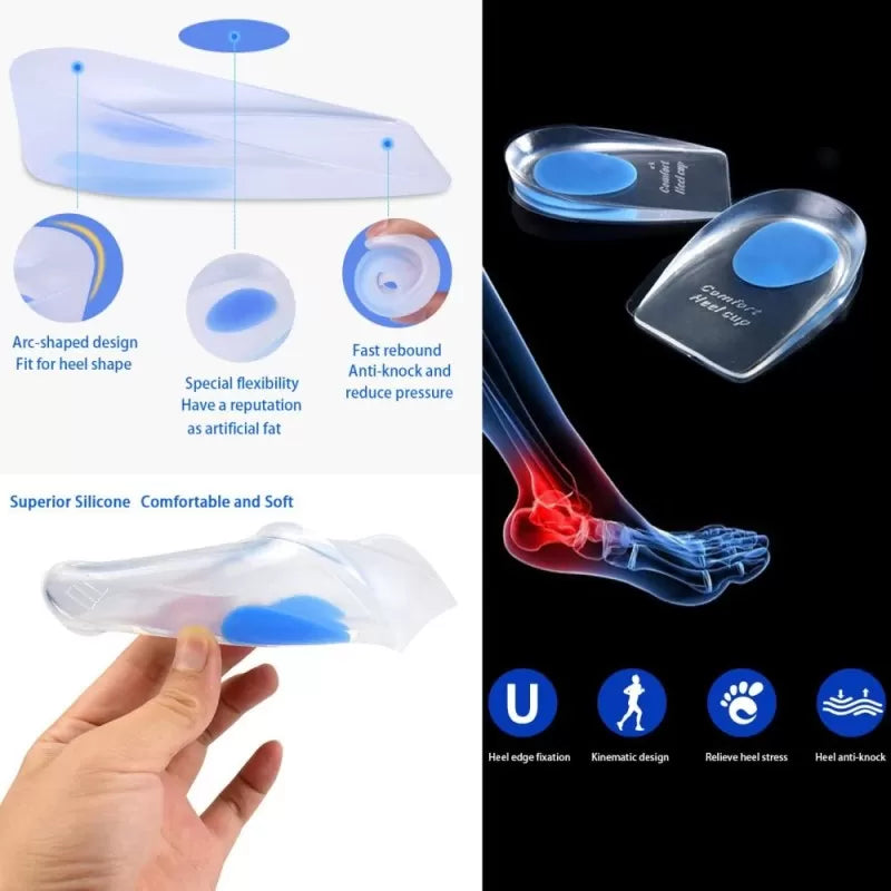 Transparent Silicone Gel Heel pads for Men and Women for pain Relief 1 Pair Arch Support Shoes Heel Silicone Gel Insole Pad Shoe Inserts Foot Care - Oshi.pk - Buy & Sell Online