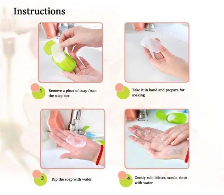 Travel Soap Outdoor Portable Mini Paper Soap Paper Washing Hand Bath Clean Scented Slice Sheets Good For Camping BBQ Hiking Travel Or Any Outdoor Activity 5 Peace - Oshi.pk - Buy & Sell Online