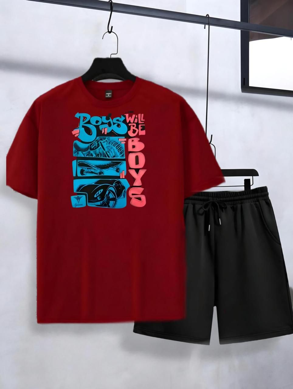Trendy Boys will be boys Printed in Maroon Cotton Half Sleeves O Neck Short & Tshirt For Men & Boys - Oshi.pk - Buy & Sell Online