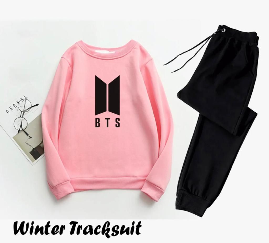 Trendy Tracksuit BTS Logo Print Thick & Fleece Fabric Full Sleeves Rib Sweatshirt with trouser for Winter for Trendy sweatshirt Fashion Wear tracksuit - Oshi.pk - Buy & Sell Online