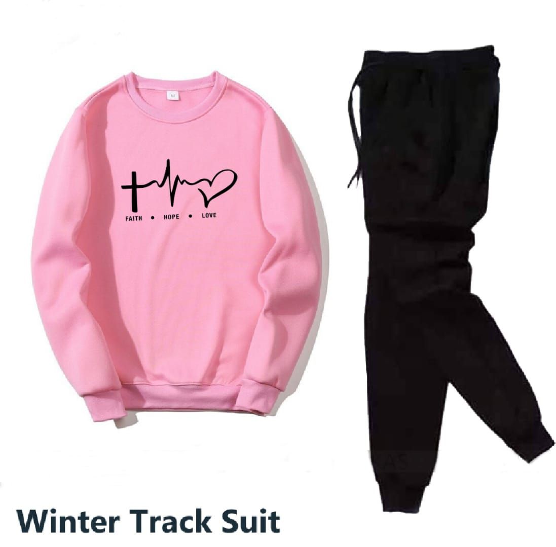 Trendy Tracksuit FAITH HOPE LOV Print Thick & Fleece Fabric Rib Sweatshirt with trouser butterflies for Winter for Trendy sweatshirt for Women / Girls - Oshi.pk - Buy & Sell Online