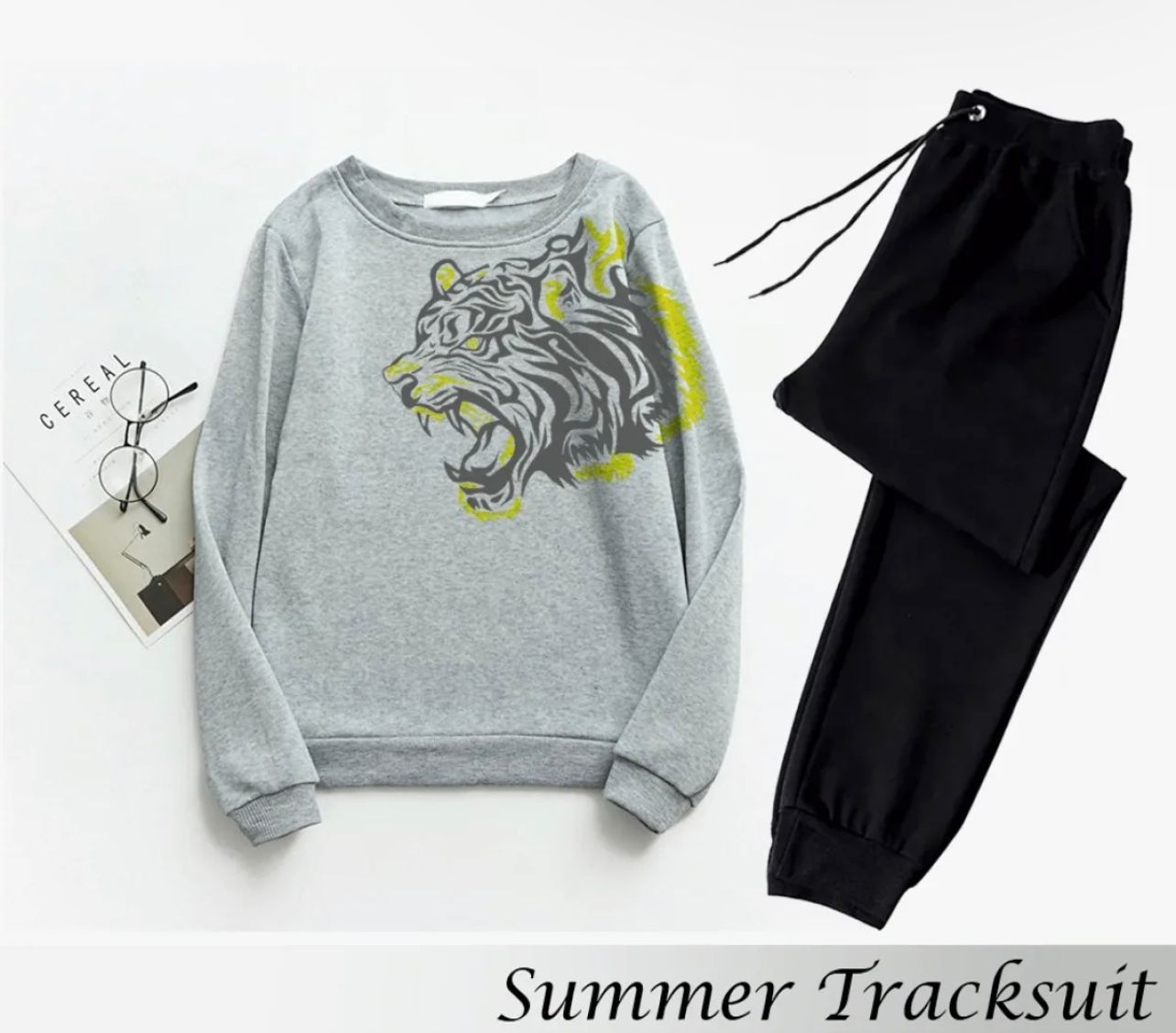 Tracksuit Tiger Lion shoulder Thick & Fleece Fabric Full Sleeves Sweatshirt with trouser for Winter sweatshirt Fashion Wear tracksuit for men / boys - Oshi.pk - Buy & Sell Online