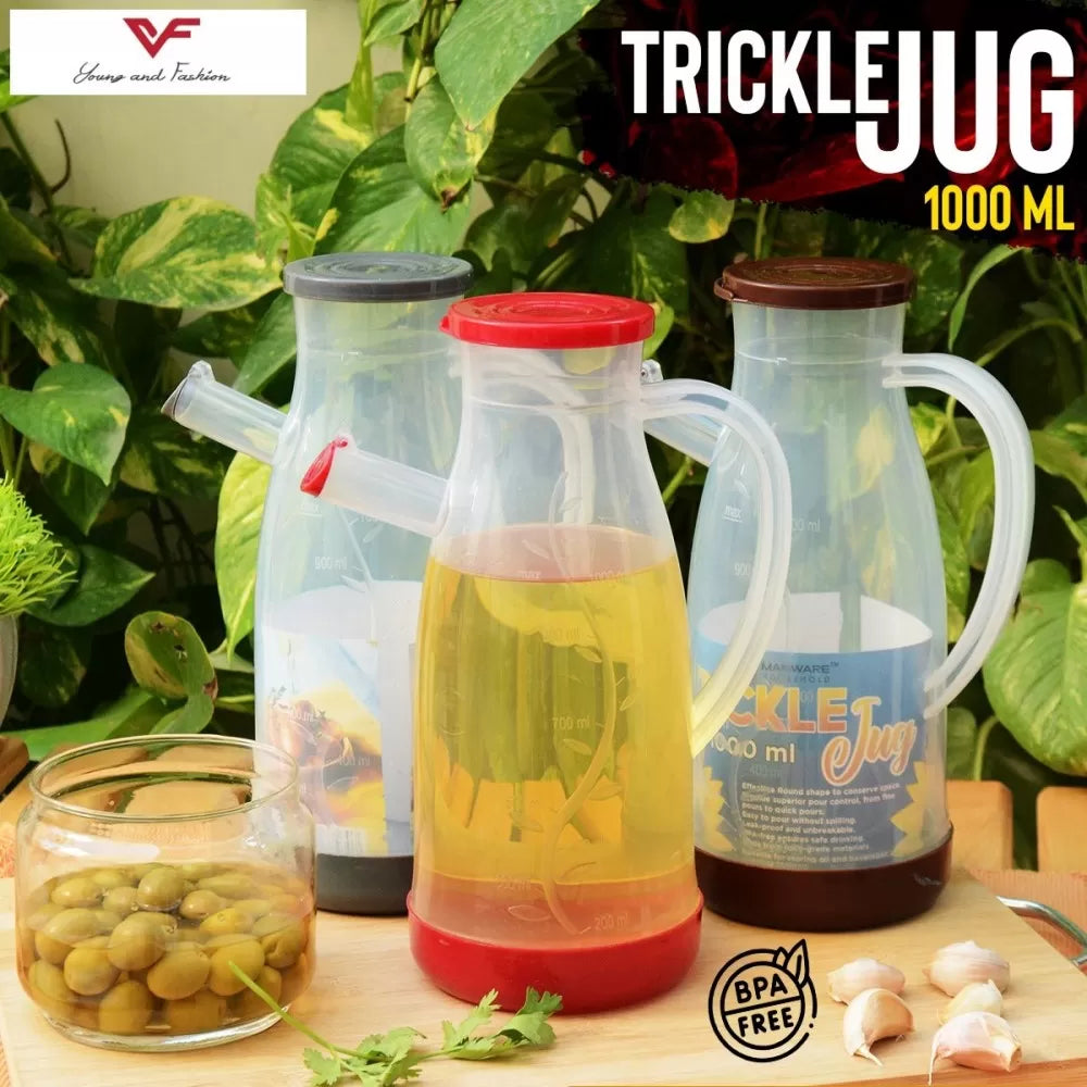 Trickle Jug Oil Jug 1 Liter Plastic Oil Jug High Quality Beautiful Design, Cooking 1000 ml Milk Jugs Plasticware Pitcher With Measuring Scale - Oshi.pk - Buy & Sell Online