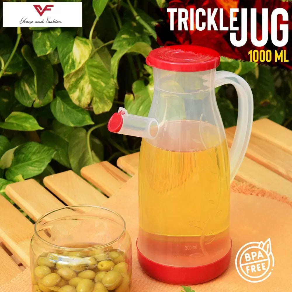 Trickle Jug Oil Jug 1 Liter Plastic Oil Jug High Quality Beautiful Design, Cooking 1000 ml Milk Jugs Plasticware Pitcher With Measuring Scale - Oshi.pk - Buy & Sell Online