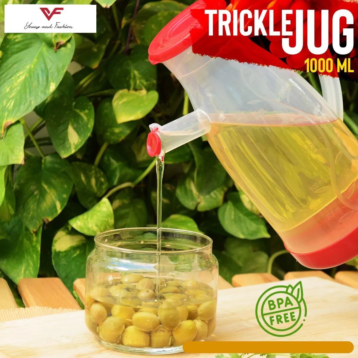 Trickle Jug Oil Jug 1 Liter Plastic Oil Jug High Quality Beautiful Design, Cooking 1000 ml Milk Jugs Plasticware Pitcher With Measuring Scale - Oshi.pk - Buy & Sell Online