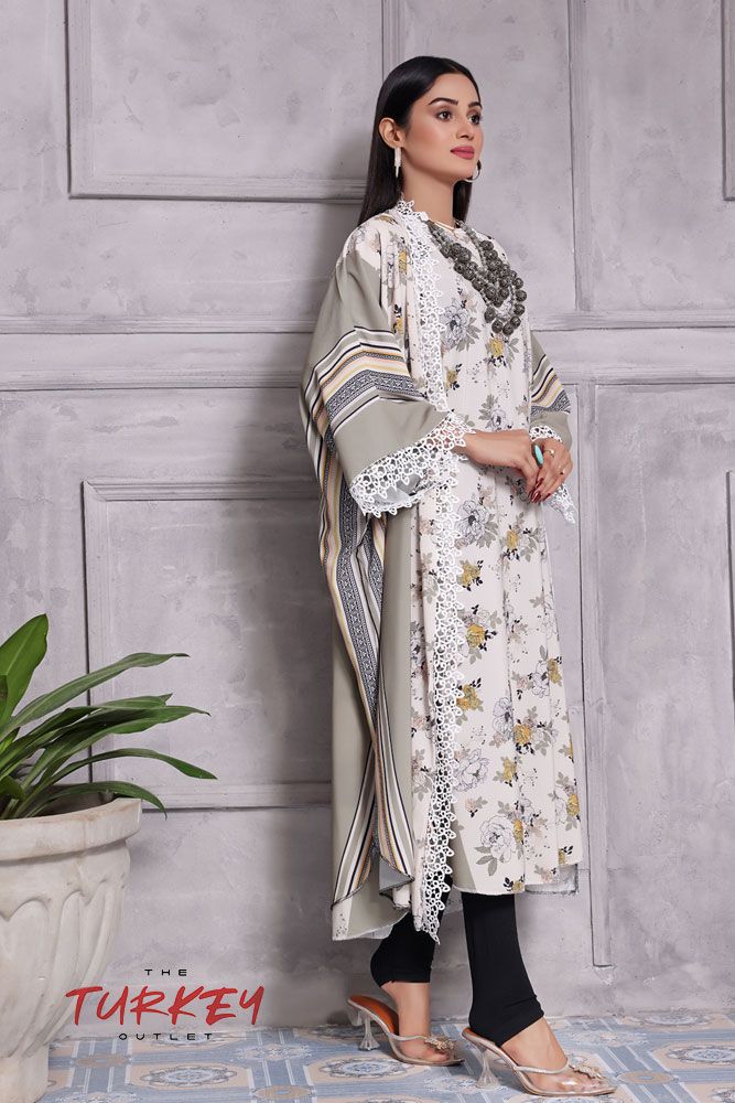 Turkey Outlet-Flower-Light Green with besky Premium Ladies-Shrug (2PCS) - Oshi.pk - Buy & Sell Online