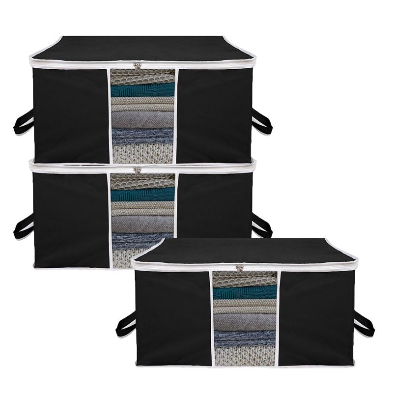 Two Way White Zipper Clothes Storage Bag 75 GSM Closet Organizers Sweater Clothes Storage Containers ( Pack Of 3 ) - Oshi.pk - Buy & Sell Online