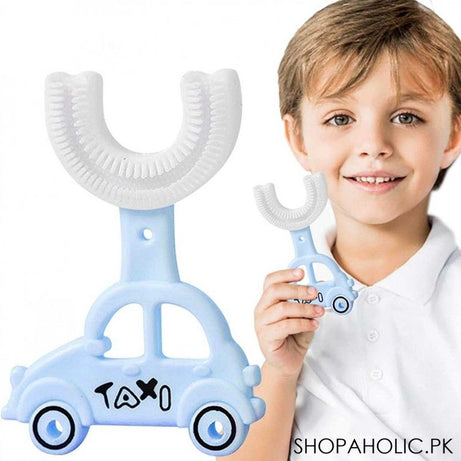 U Shape car shape Silicon Toothbrush for kids, Portable Hand-Held Shaped Infant Soft Bristle 360 Degrees Mouthpiece tooth brush for toddlers - Oshi.pk - Buy & Sell Online