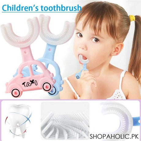 U Shape car shape Silicon Toothbrush for kids, Portable Hand-Held Shaped Infant Soft Bristle 360 Degrees Mouthpiece tooth brush for toddlers - Oshi.pk - Buy & Sell Online