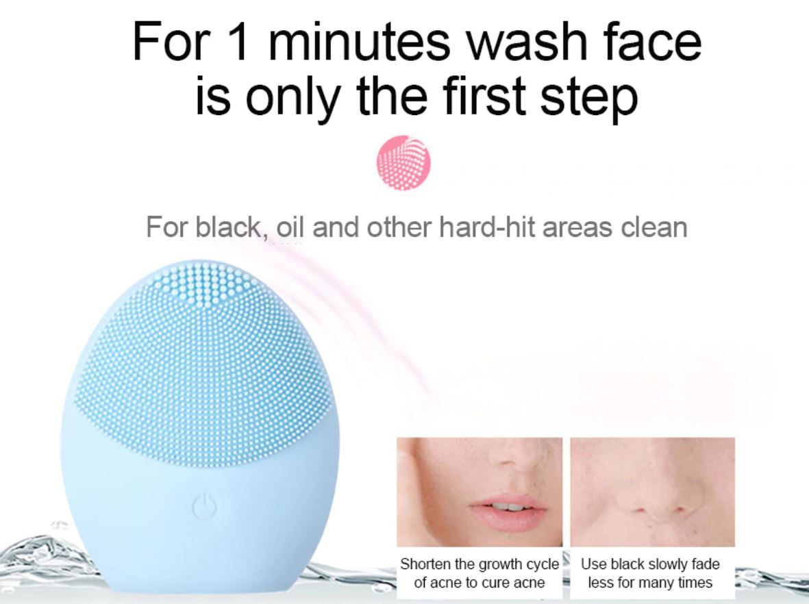 Ultrasonic Skin Deep Cleaning Face Brush Skin Care Beauty Tool Face Cleaner Sonic Vibrate Facial Cleaner Face Massager Wash Face Cleansing Brush - Oshi.pk - Buy & Sell Online