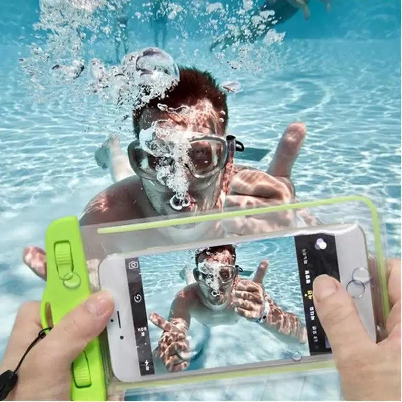 Underwater Waterproof Rainproof Mobile Case PVC Bag Transparent Touch Screen Premium Cell Phone Pouch Cover For Travel Hiking Rainy Season Monsoon - Oshi.pk - Buy & Sell Online
