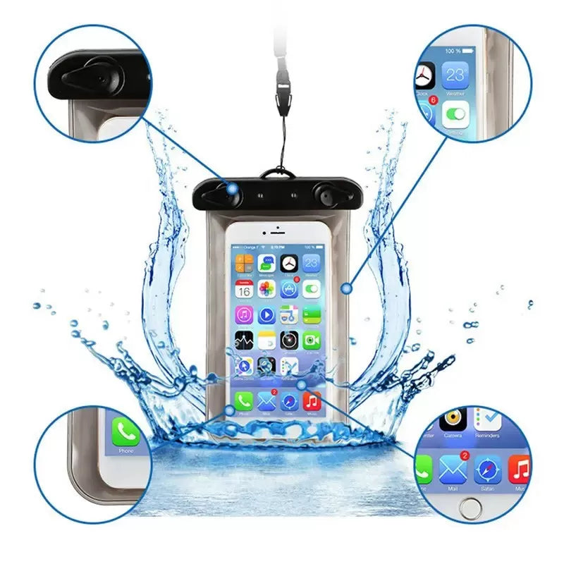 Underwater Waterproof Rainproof Mobile Case PVC Bag Transparent Touch Screen Premium Cell Phone Pouch Cover For Travel Hiking Rainy Season Monsoon - Oshi.pk - Buy & Sell Online