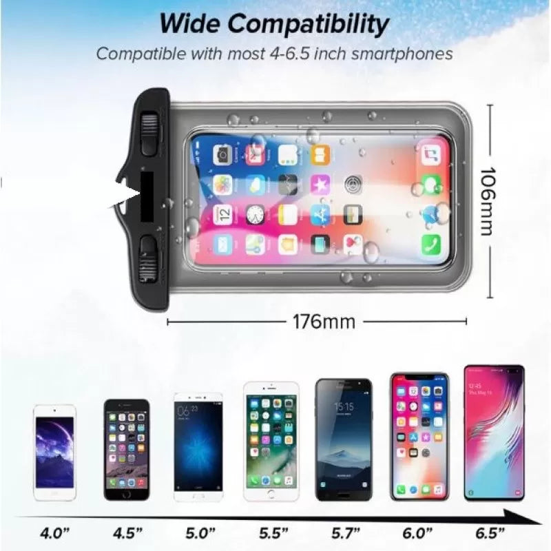 Underwater Waterproof Rainproof Mobile Cover PVC Bag Transparent Touch Screen Cell Phone Pouch Case For Travel Hiking Rainy Season Monsoon - Oshi.pk - Buy & Sell Online
