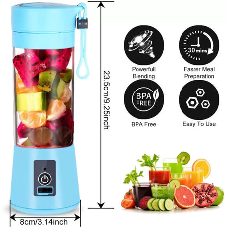 USB Rechargeable Juicer Blender 4 Blades Electric Blender Mini Portable Personal Size Juicer Cup USB Rechargeable Mixer 380ml Food Grade Water Bottle - Oshi.pk - Buy & Sell Online