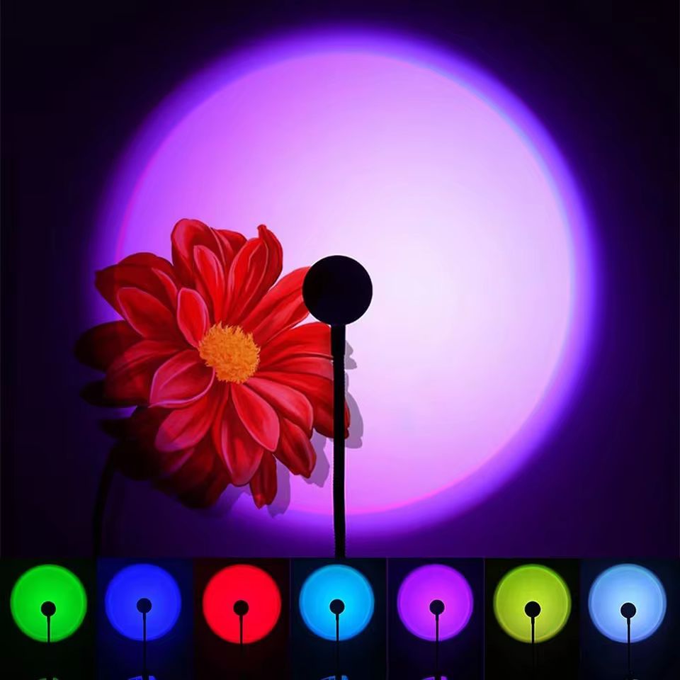 USB Sunset Lamp LED Rainbow Neon Night Light Projector Photography Wall Atmosphere Lighting for Bedroom Home Room Decor Gift - Oshi.pk - Buy & Sell Online
