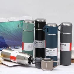 Vacuum Flask Set with 2 Steel Cup Combo-Keeps HOT/Cold-Ideal Gift Itoms & Bottle 500 ml Bottle - Oshi.pk - Buy & Sell Online