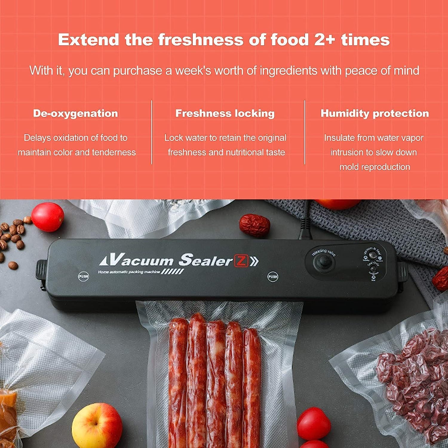 Vacuum Sealer Machine, Automatic Food Sealer Smart one-key start, Portable Sealer with 10 Vacuum Sealer Bags Suitable for Dry & Moist Food - Oshi.pk - Buy & Sell Online