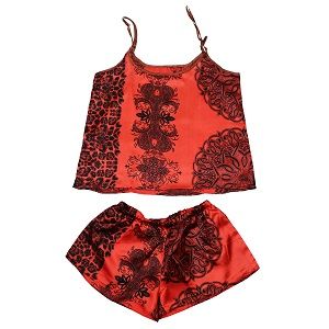 Valerie Digital print silky satin Night wear Cami set for women with eye mask and scrunchies - Oshi.pk - Buy & Sell Online